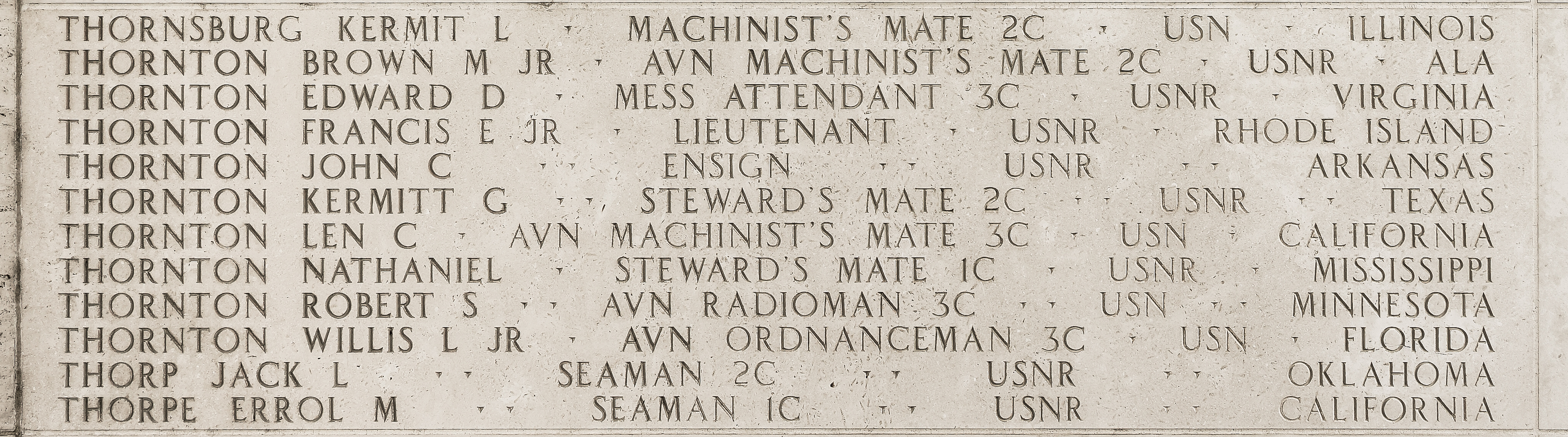 Willis L. Thornton, Aviation Ordnanceman Third Class